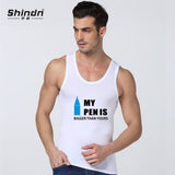 Shindn Men's Sports singlets Polyester fiber quick drying vest Funny printed slogan