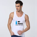 Shindn Men's Sports singlets Polyester fiber quick drying vest Funny printed slogan