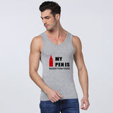 Shindn Men's Sports singlets Polyester fiber quick drying vest Funny printed slogan