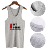 Shindn Men's Sports singlets Polyester fiber quick drying vest Funny printed slogan