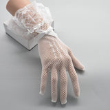 Shindn Bridal Wedding Dress Gloves Women's bow high elasticity fishing net lace lace Gloves as clothing