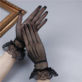 Shindn Bridal Wedding Dress Gloves Women's bow high elasticity fishing net lace lace Gloves as clothing