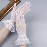Shindn Bridal Wedding Dress Gloves Women's bow high elasticity fishing net lace lace Gloves as clothing