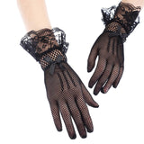 Shindn Bridal Wedding Dress Gloves Women's bow high elasticity fishing net lace lace Gloves as clothing