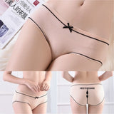 Female ice silk seamless panties Funny print pattern mid-waist briefs Graphene panties with cotton bottom crotch