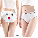 Female ice silk seamless panties Funny print pattern mid-waist briefs Graphene panties with cotton bottom crotch